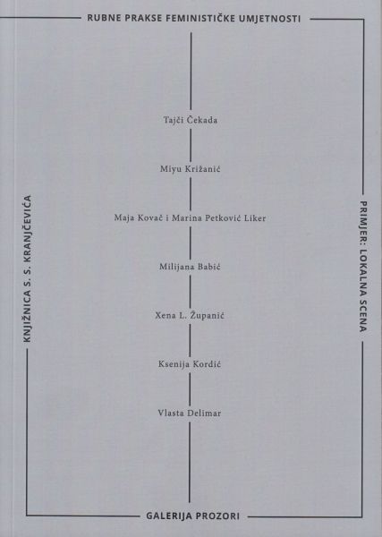 Rubne prakse feminističke umjetnosti : primjer: lokalna scena : Tajči Čekada, Miyu Križanić, Maja Kovač i Marina Petković Liker, Milijana Babić, Xena L. Županić, Ksenija Kordić, Vlasta Delimar / [urednice Irena Bekić i Suzana Marjanić]